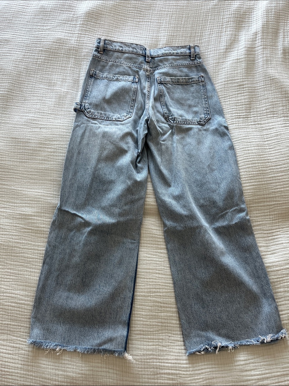 ZARA Wide Leg Distressed Utility Jeans - Picture 3 of 4